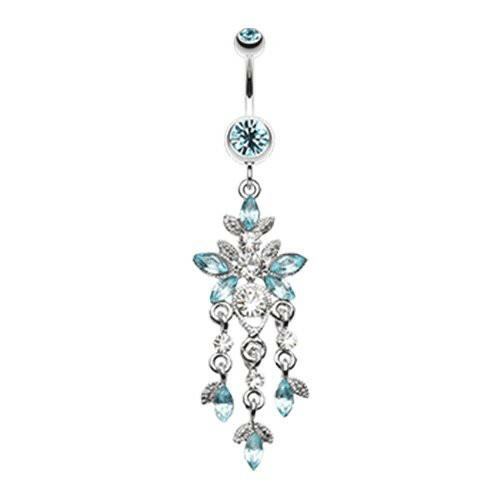 Butterfly Sparkle Droplets Belly Button Ring Navel Ring Impulse Piercings Aqua