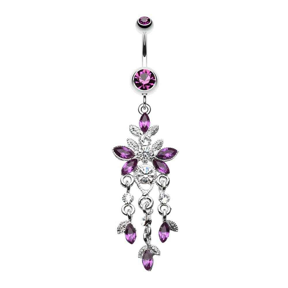 Butterfly Sparkle Droplets Belly Button Ring Navel Ring Impulse Piercings Purple