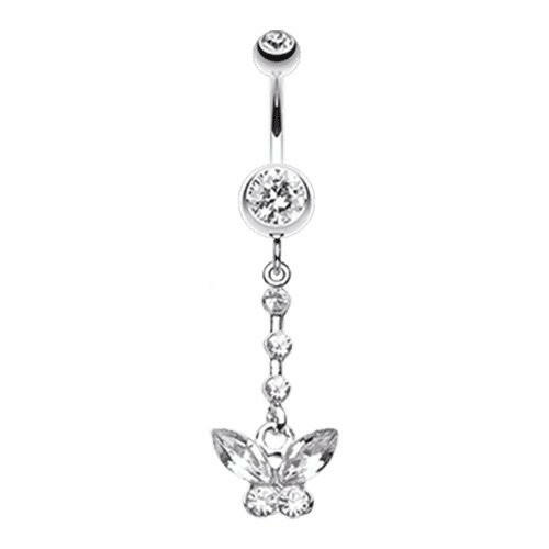 Butterfly Sparkly Belly Button Ring Navel Ring Impulse Piercings Clear