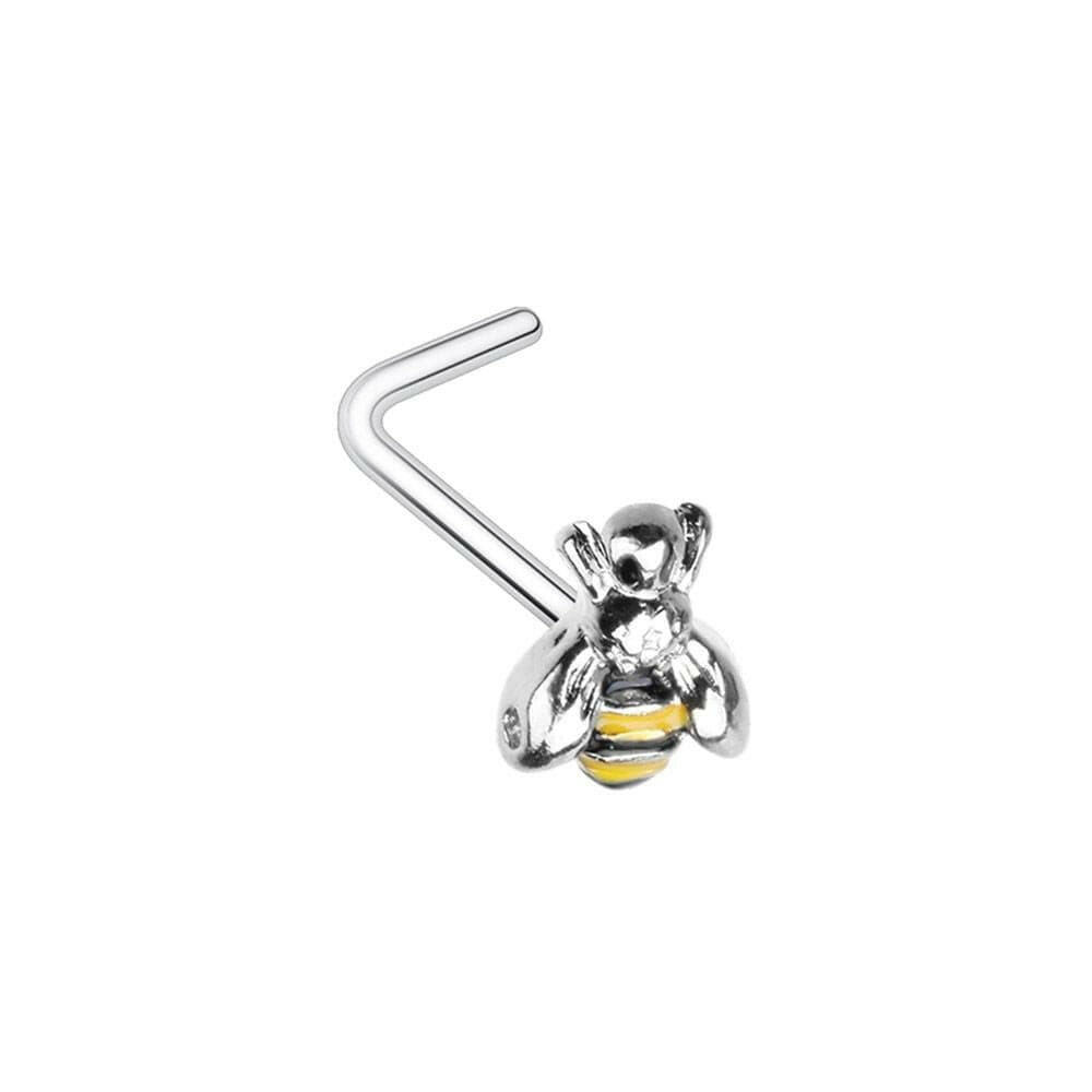 Buzz off Bumble Bee L-Shape Nose Ring Nose Ring Impulse Piercings