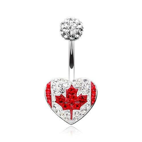 Canada Flag Heart Multi-Sprinkle Dot Belly Button Ring Navel Ring Impulse Piercings