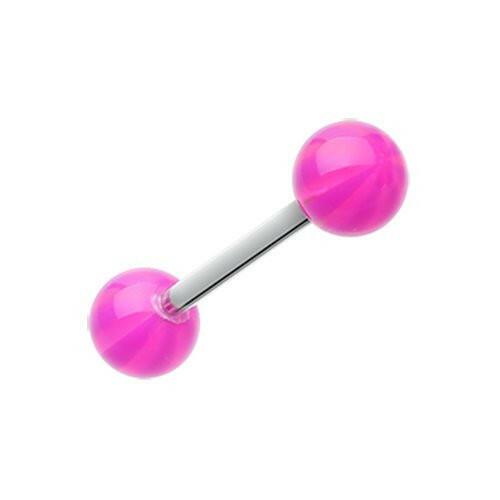 Candy Stripe Acrylic Top Barbell Tongue Ring Barbell Impulse Piercings Purple