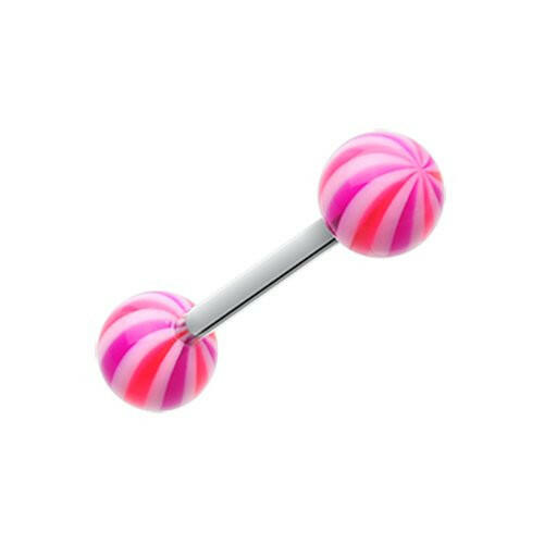 Candy Swirl Acrylic Top Barbell Tongue Ring Barbell Impulse Piercings Pink/Purple