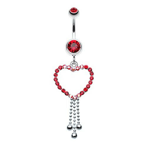 Captivating Heart Belly Button Ring Navel Ring Impulse Piercings Red