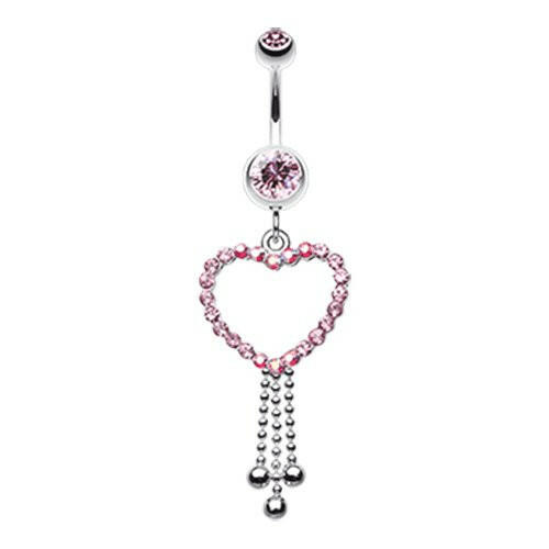 Captivating Heart Belly Button Ring Navel Ring Impulse Piercings Light Pink