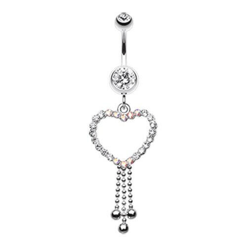 Captivating Heart Belly Button Ring Navel Ring Impulse Piercings Clear