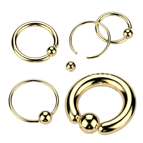 Captive Bead Rings Gold IP Over 316L Surgical Stainless Steel Captive Bead Skin Metals