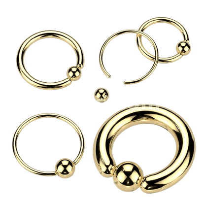 Captive Bead Rings Gold IP Over 316L Surgical Stainless Steel Captive Bead Skin Metals