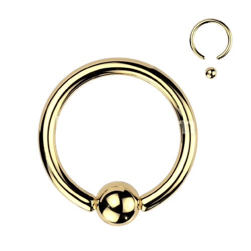 Captive Bead Rings Gold IP Over 316L Surgical Stainless Steel Captive Bead Skin Metals