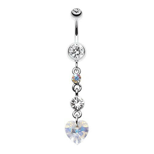 Cascading Prism Heart Belly Button Ring Navel Ring Impulse Piercings Clear