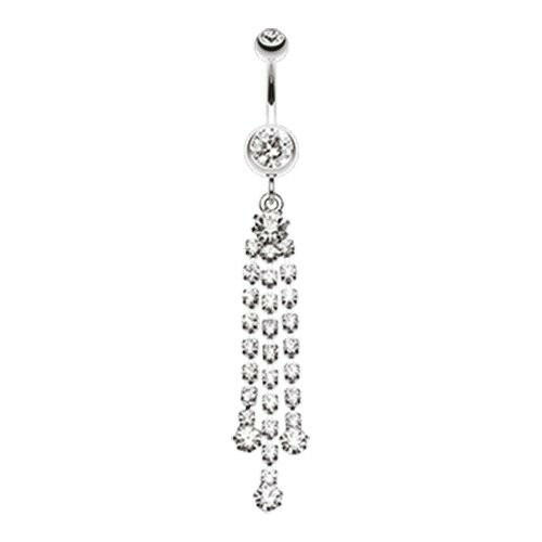 Cascading Sparkle Belly Button Ring Navel Ring Impulse Piercings Clear