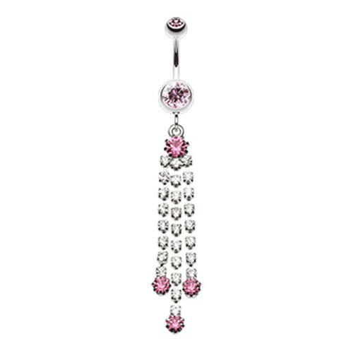 Cascading Sparkle Belly Button Ring Navel Ring Impulse Piercings Light Pink