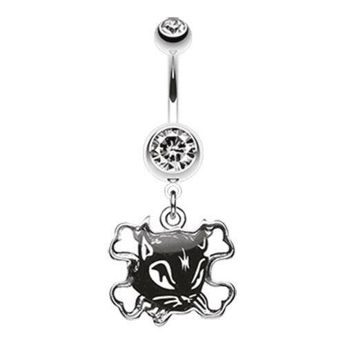 Cat Crossbones Dangle Belly Button Ring Navel Ring Impulse Piercings