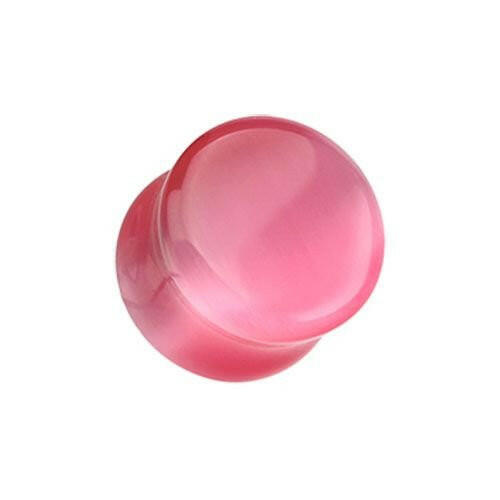 Cat Eye Marble Stone Double Flared Ear Gauge Plug Earrings Plug Earrings Impulse Piercings 2 GA (6.5mm) Pink