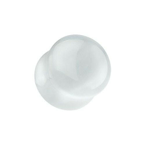 Cat Eye Marble Stone Double Flared Ear Gauge Plug Earrings Plug Earrings Impulse Piercings 2 GA (6.5mm) White