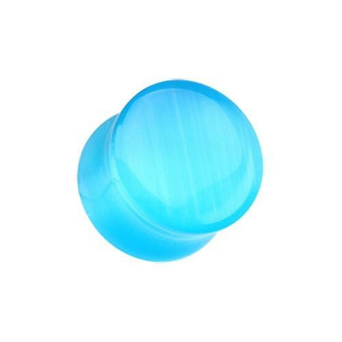 Cat Eye Marble Stone Double Flared Ear Gauge Plug Earrings Plug Earrings Impulse Piercings 2 GA (6.5mm) Light Blue