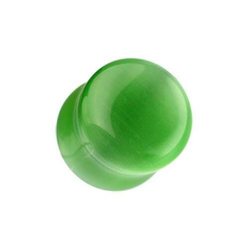 Cat Eye Marble Stone Double Flared Ear Gauge Plug Earrings Plug Earrings Impulse Piercings 2 GA (6.5mm) Green