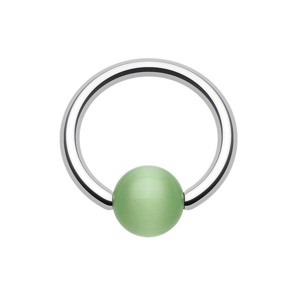 Cat Eye Stone Bead Captive Bead Ring Captive Bead Impulse Piercings 5/16" (8mm) 5/32" (4mm) Green