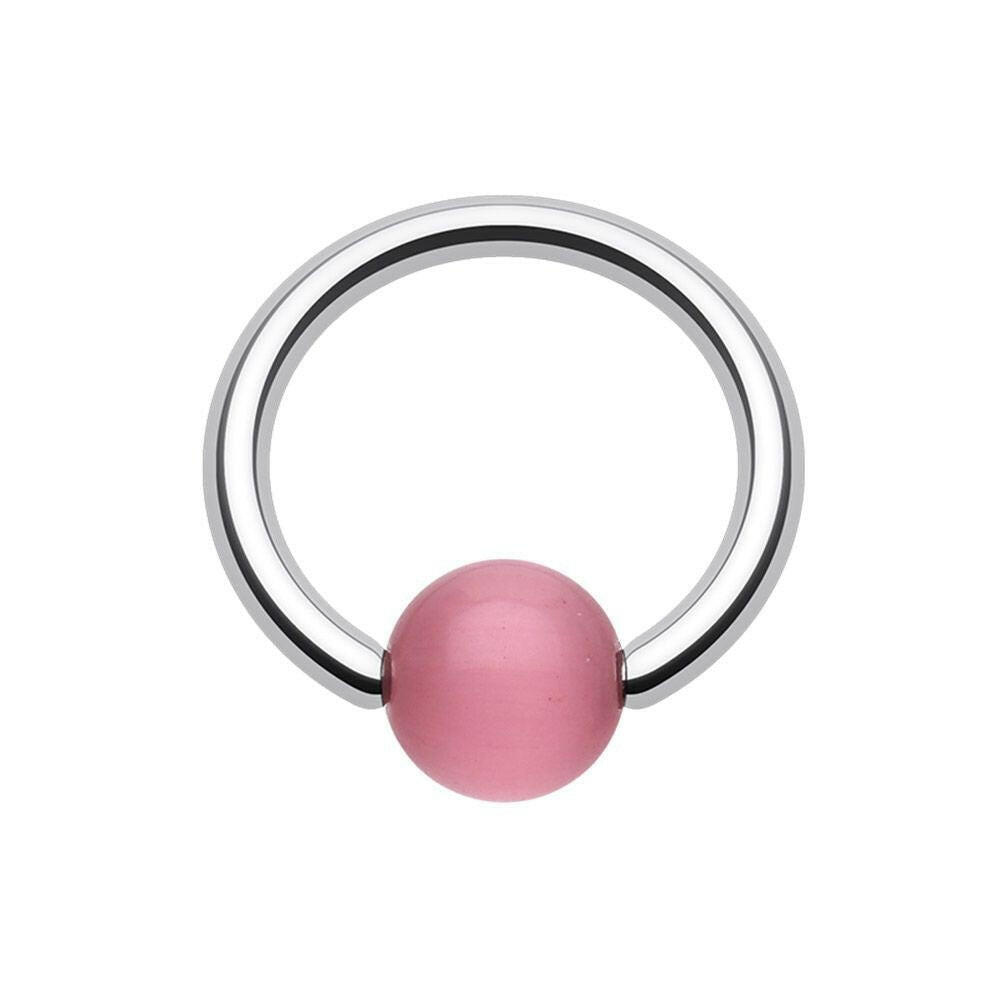 Cat Eye Stone Bead Captive Bead Ring Captive Bead Impulse Piercings 5/16" (8mm) 5/32" (4mm) Pink