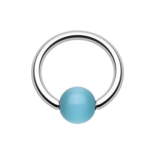 Cat Eye Stone Bead Captive Bead Ring Captive Bead Impulse Piercings 5/16" (8mm) 5/32" (4mm) Aqua