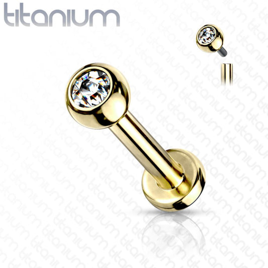 Implant Grade Titanium Internally Threaded PVD Plated Jewel Top Labret Labret Skin Metals