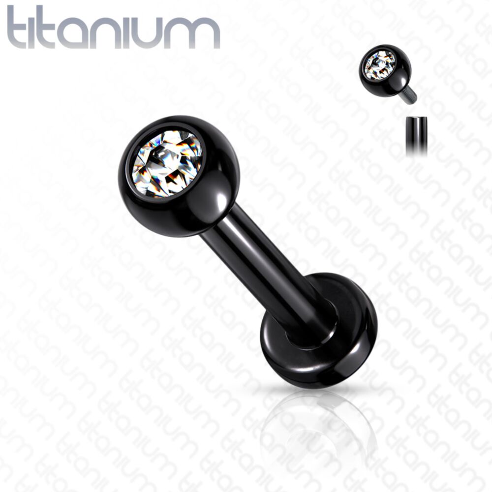 Implant Grade Titanium Internally Threaded PVD Plated Jewel Top Labret Labret Skin Metals