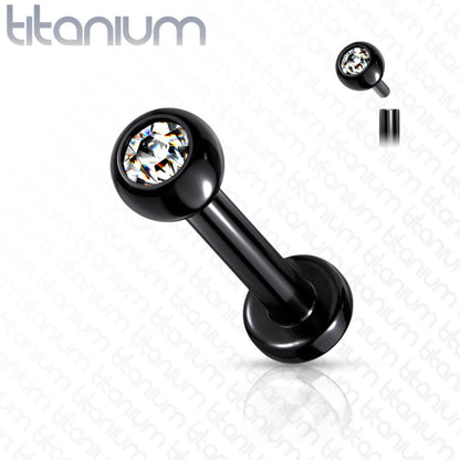 Implant Grade Titanium Internally Threaded PVD Plated Jewel Top Labret Labret Skin Metals