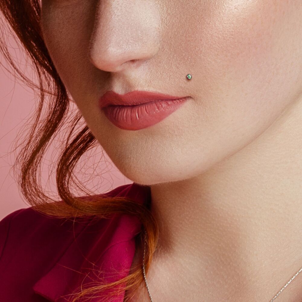 Implant Grade Titanium Internally Threaded PVD Plated Jewel Top Labret Labret Skin Metals