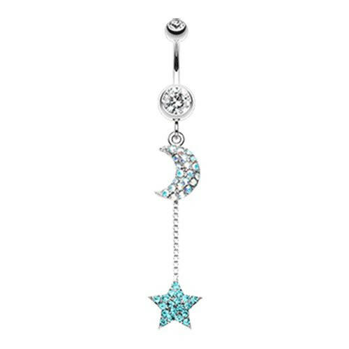 Celeste Moon and Star Belly Button Ring Navel Ring Impulse Piercings