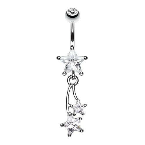 Celestial Cubic Zirconia Shooting Star Sparkle Belly Button Ring Navel Ring Impulse Piercings Clear