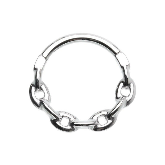 Chain Link Steel Seamless Hinged Clicker Ring Impulse Piercings 16 GA (1.2mm) / 8mm