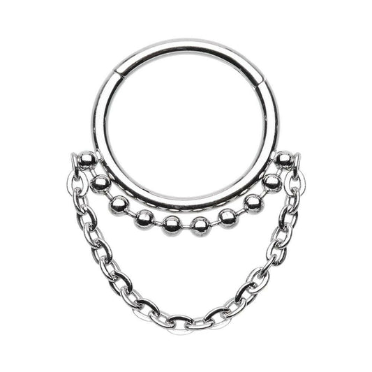 Chained Tribal Ball Steel Seamless Hinged Clicker Ring Clicker Ring Impulse Piercings 5/16" (8mm)