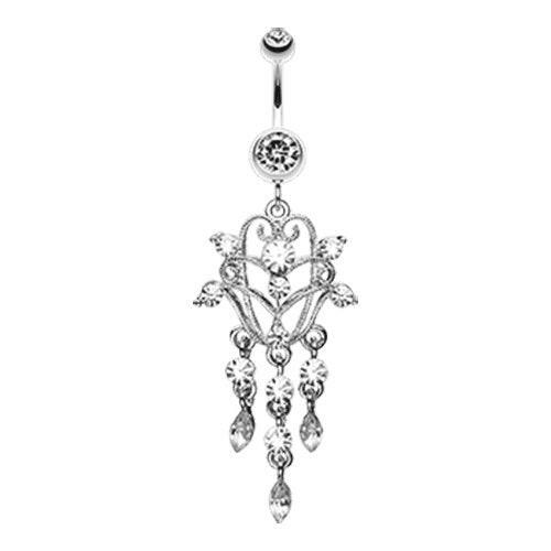 Chandelier Filigree Sparkle Belly Button Ring Navel Ring Impulse Piercings Clear