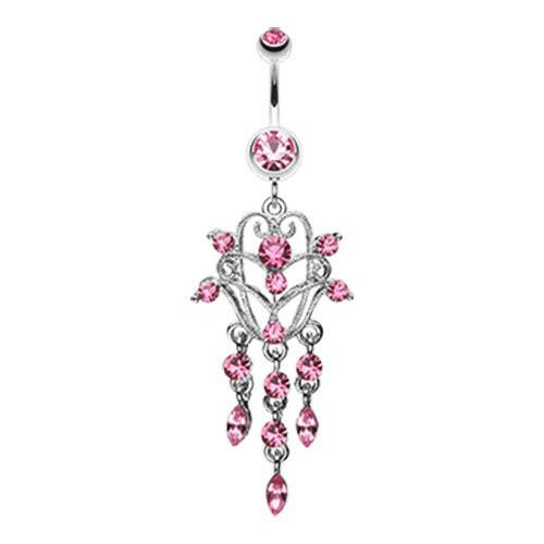 Chandelier Filigree Sparkle Belly Button Ring Navel Ring Impulse Piercings Light Pink