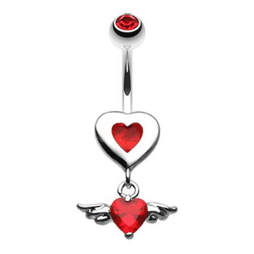 Charming Angel Heart Belly Button Ring Navel Ring Impulse Piercings