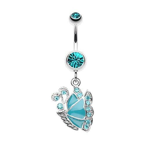 Charming Butterfly Belly Button Ring Navel Ring Impulse Piercings Teal