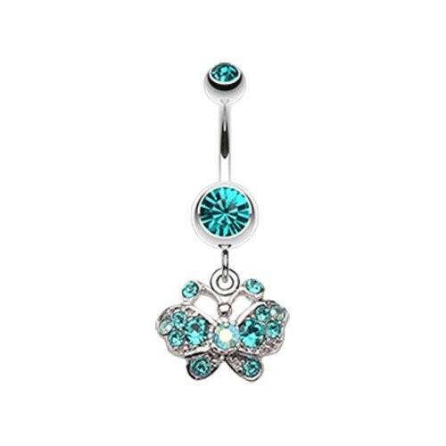 Charming Butterfly Belly Button Ring Navel Ring Impulse Piercings Teal