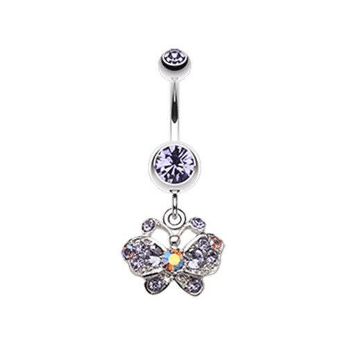 Charming Butterfly Belly Button Ring Navel Ring Impulse Piercings Tanzanite