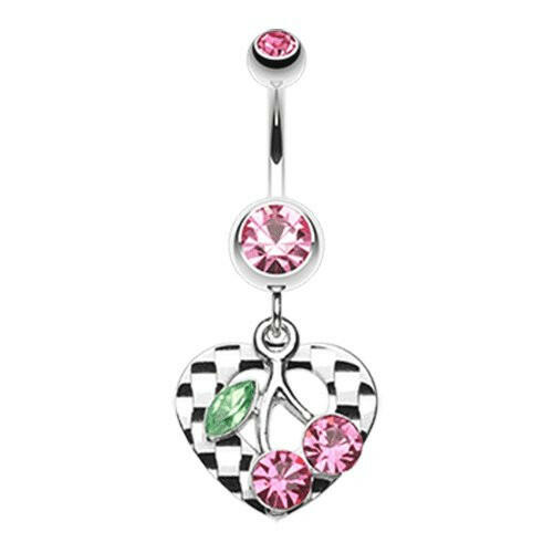 Charming Cherry Heart Belly Button Ring Navel Ring Impulse Piercings Light Pink