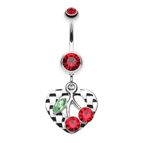 Charming Cherry Heart Belly Button Ring Navel Ring Impulse Piercings Red