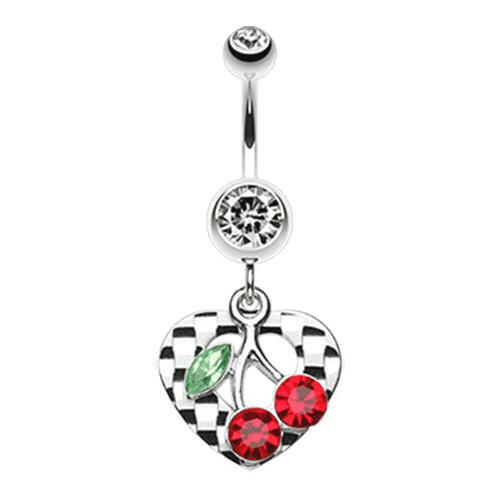 Charming Cherry Heart Belly Button Ring Navel Ring Impulse Piercings Clear