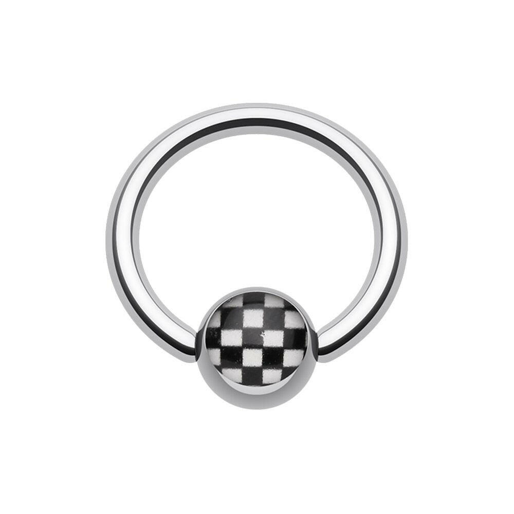 Checker Ball Logo Ball Captive Bead Ring Captive Bead Impulse Piercings 16 GA (1.2mm) 3/8" (10mm)