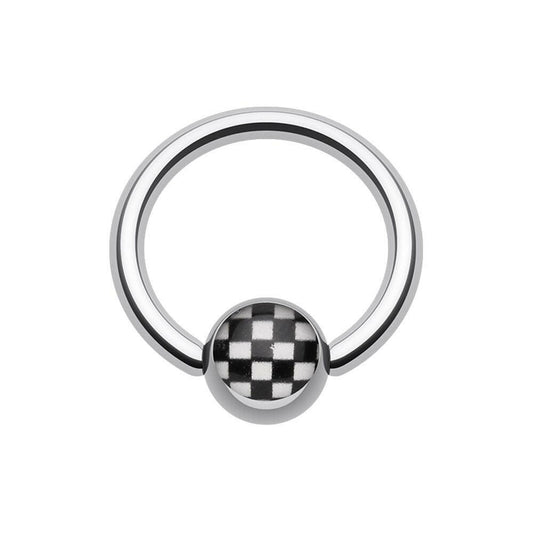 Checker Ball Logo Ball Captive Bead Ring Captive Bead Impulse Piercings 16 GA (1.2mm) 3/8" (10mm)