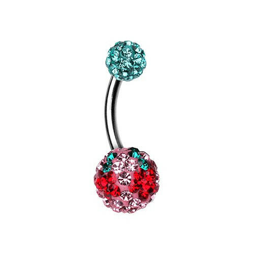 Cheri Cherry Multi-Sprinkle Dot Belly Button Ring Navel Ring Impulse Piercings Teal/Light Pink