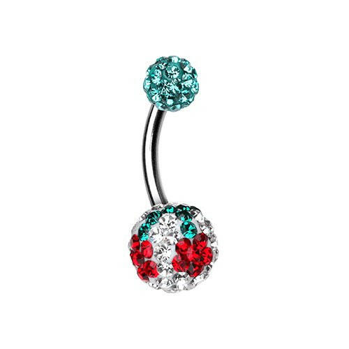 Cheri Cherry Multi-Sprinkle Dot Belly Button Ring Navel Ring Impulse Piercings Teal/Clear