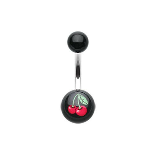 Cherry Acrylic Logo Belly Button Ring Navel Ring Impulse Piercings