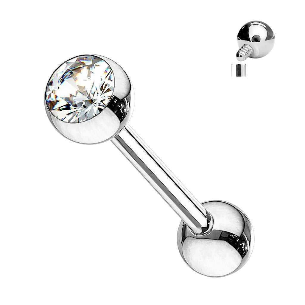 Implant Grade Titanium Internally Threaded Barbell With Jeweled Ball Barbell Impulse Piercings