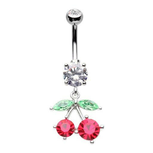 Cherry Drop Cubic Zirconia Belly Button Ring Navel Ring Impulse Piercings