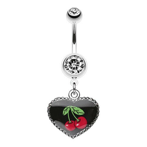 Cherry Heart Dangle Belly Button Ring Navel Ring Impulse Piercings