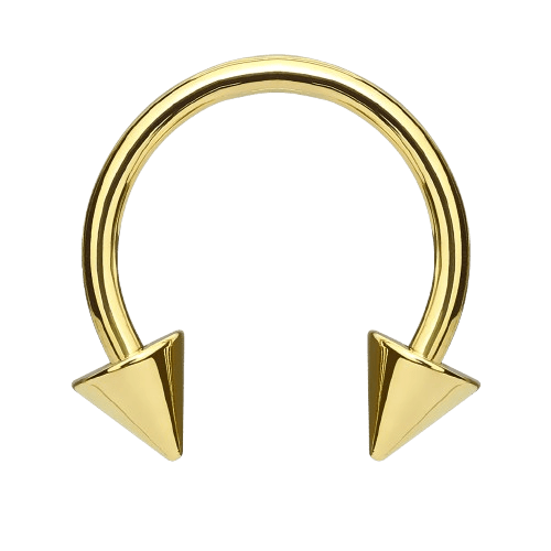 Circulars with Spikes Gold IP over 316L Surgical Stainless Steel Horseshoe Skin Metals